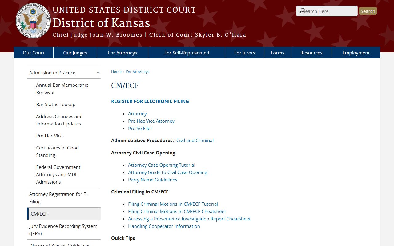 Edwards County arrest records and court charges District of Kansas CM ECF page
