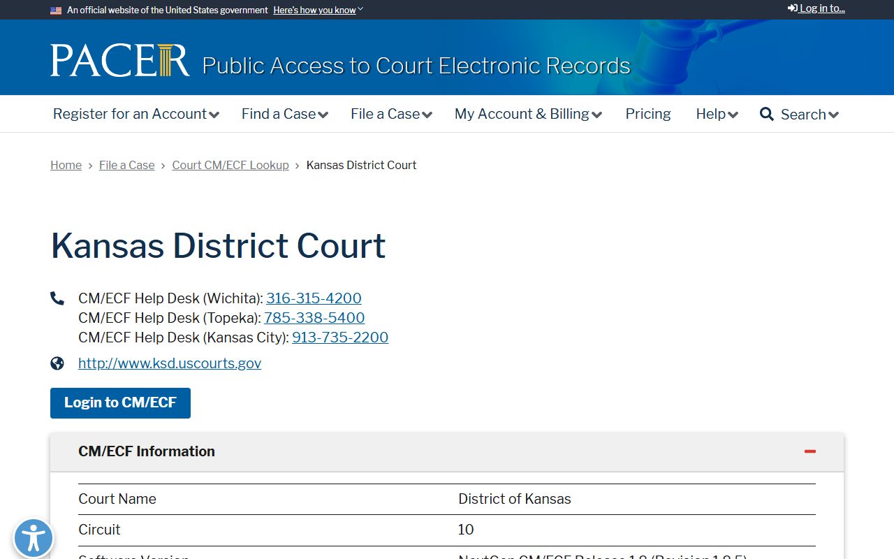Edwards County court dockets PACER Kansas District Court lookup