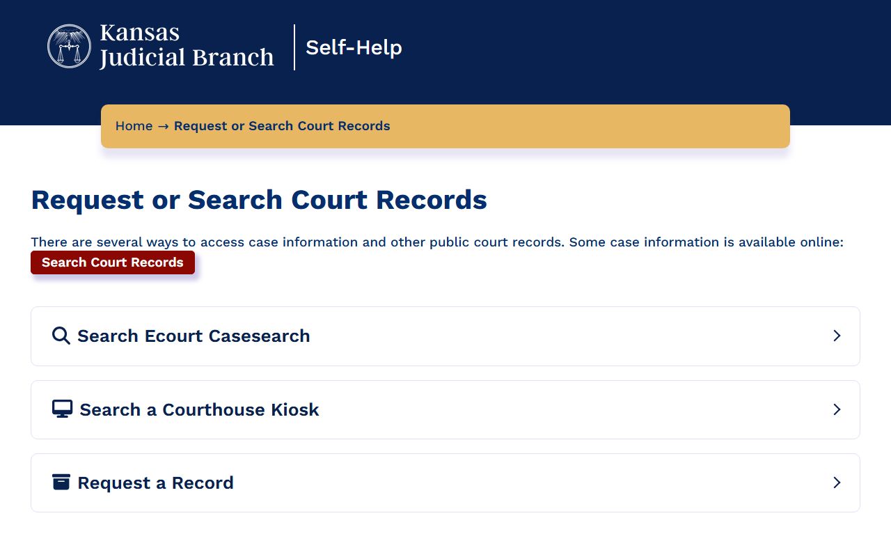 Edwards County court records Kansas Self-Help request court records page