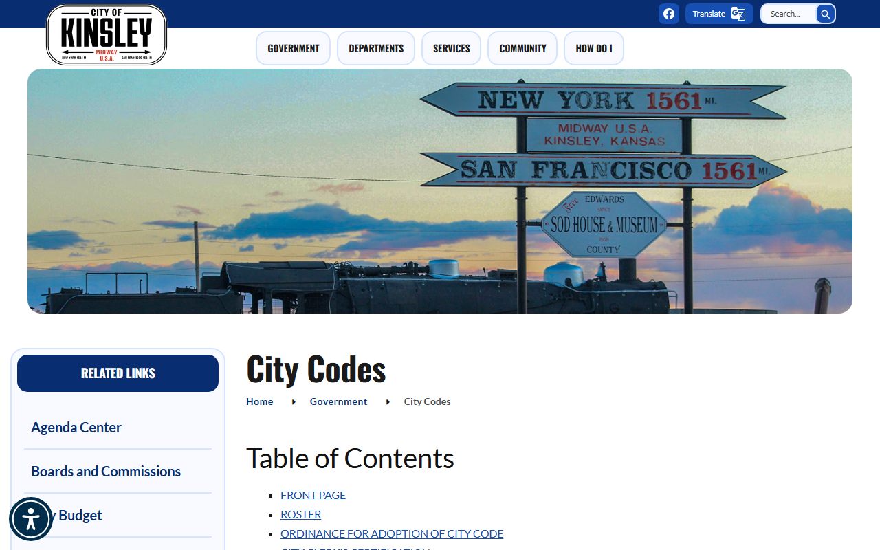 Edwards County traffic court records Kinsley city code index