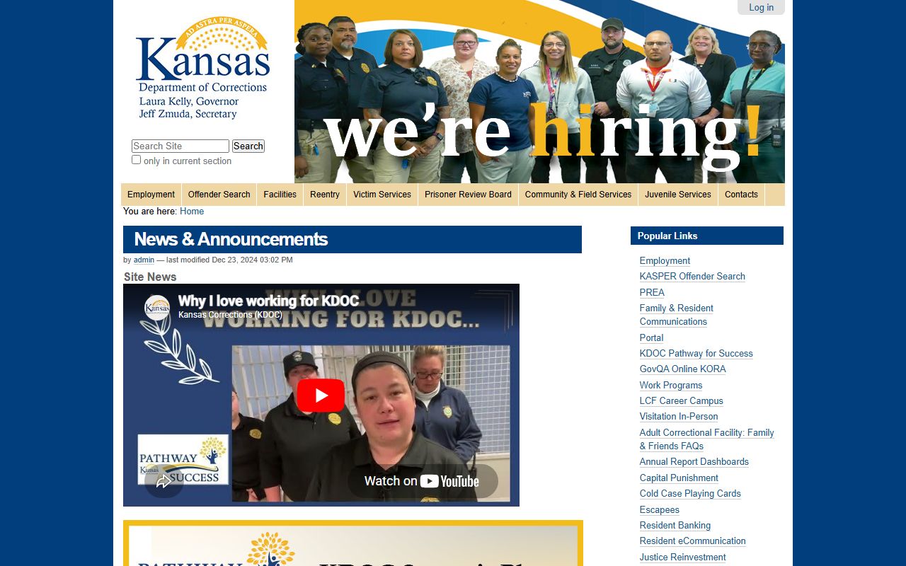 Edwards County inmate records checked through Kansas Department of Corrections resources