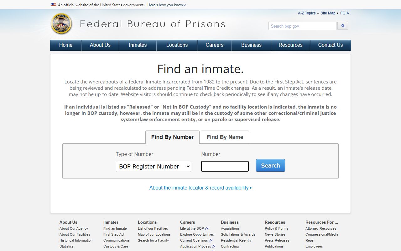 Edwards County inmate search comparison with Federal Bureau of Prisons locator