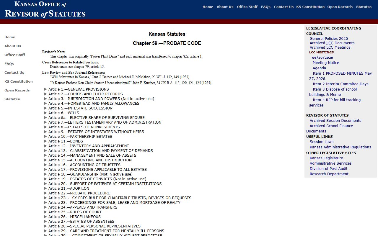 Edwards County probate records Kansas Probate Code chapter