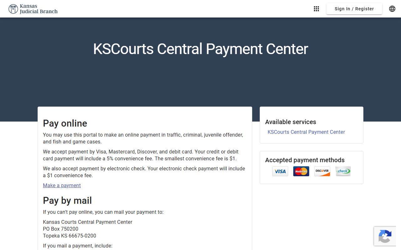 Edwards County traffic court records payment through Kansas Central Payment Center